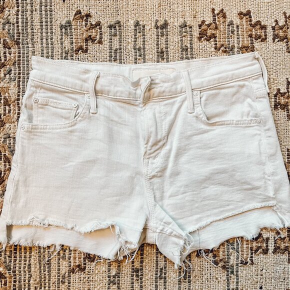 Mother Superior The Teaser Step Fray Denim Shorts in Totally Innocent - Picture 2 of 5